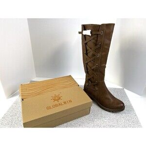 GLOBALWIN Women's Chunky Low Heels, Knee High Boots, Women Size 10